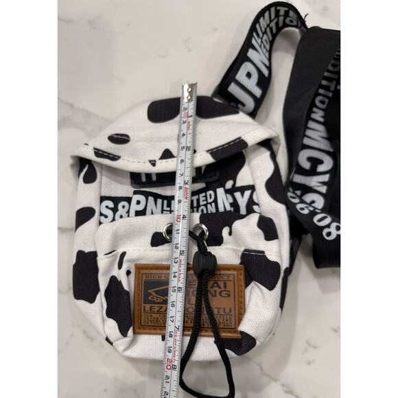 MCYS&JPN Limited Edition Butterfly Sling Crossbody Bag Black White Cow Print - Picture 3 of 5